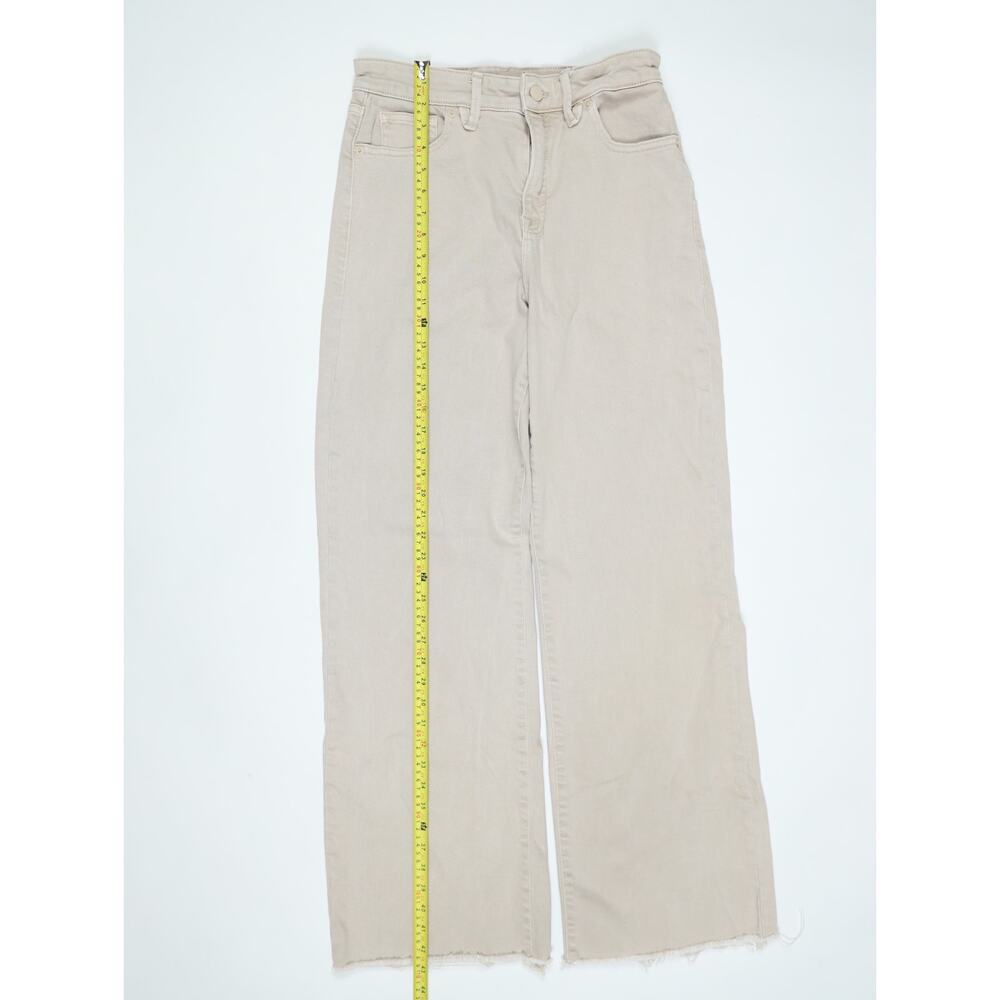 Good American Good Ease Relaxed Jean 0/25 Khaki Beige Raw Hem Wide Leg High Rise - Picture 7 of 14